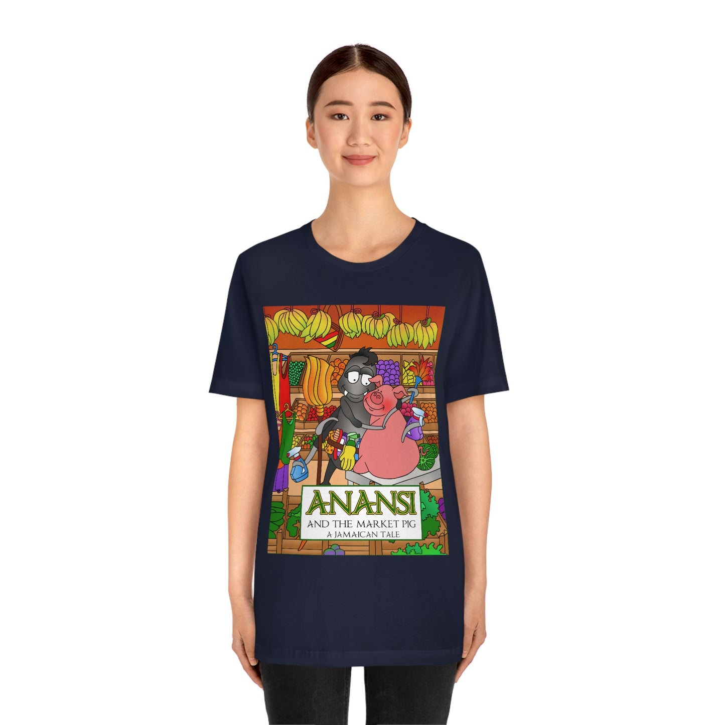 Anansi and the Market Pig Unisex Jersey Short Sleeve Tee