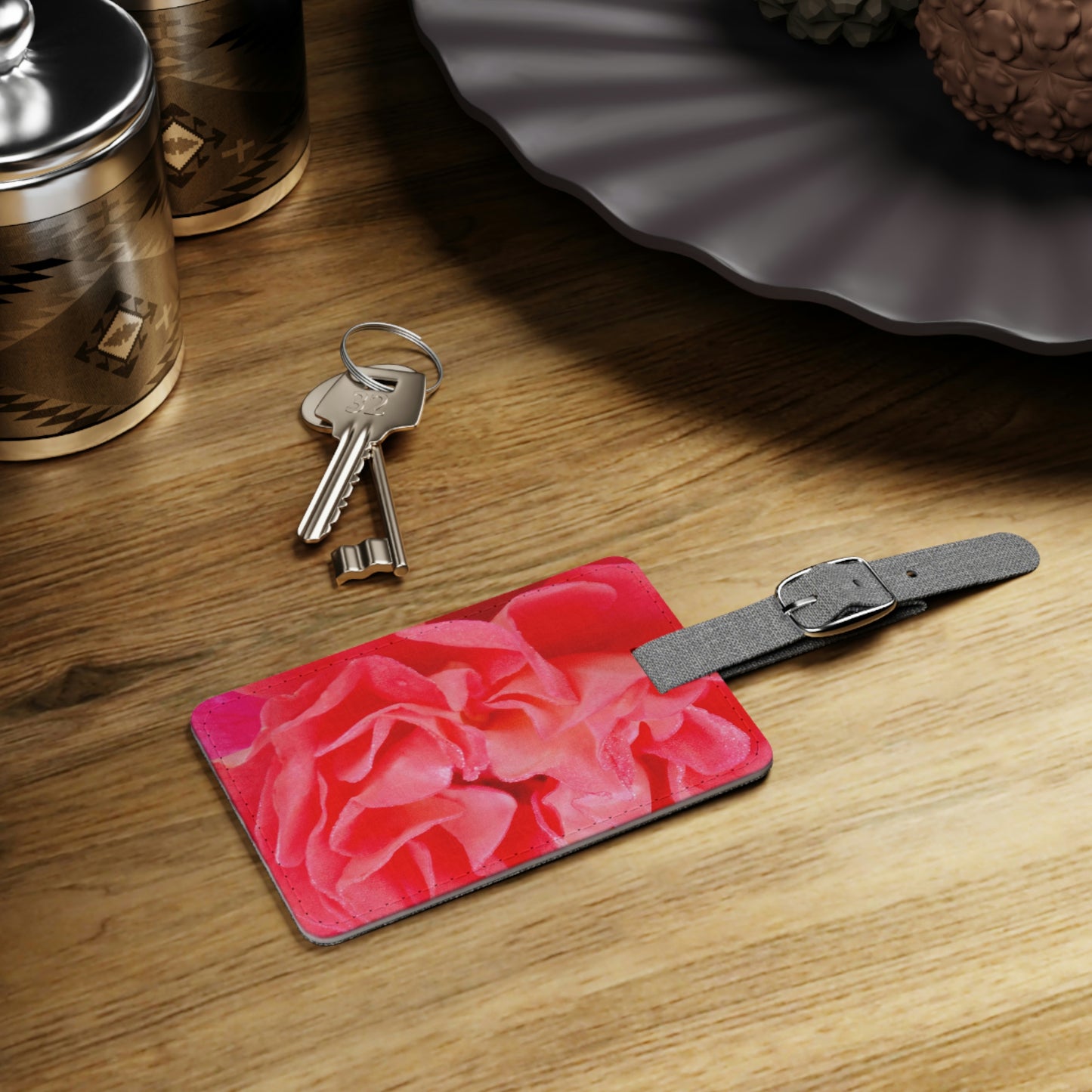 Flowers 08 Saffiano Polyester Luggage Tag, Rectangle