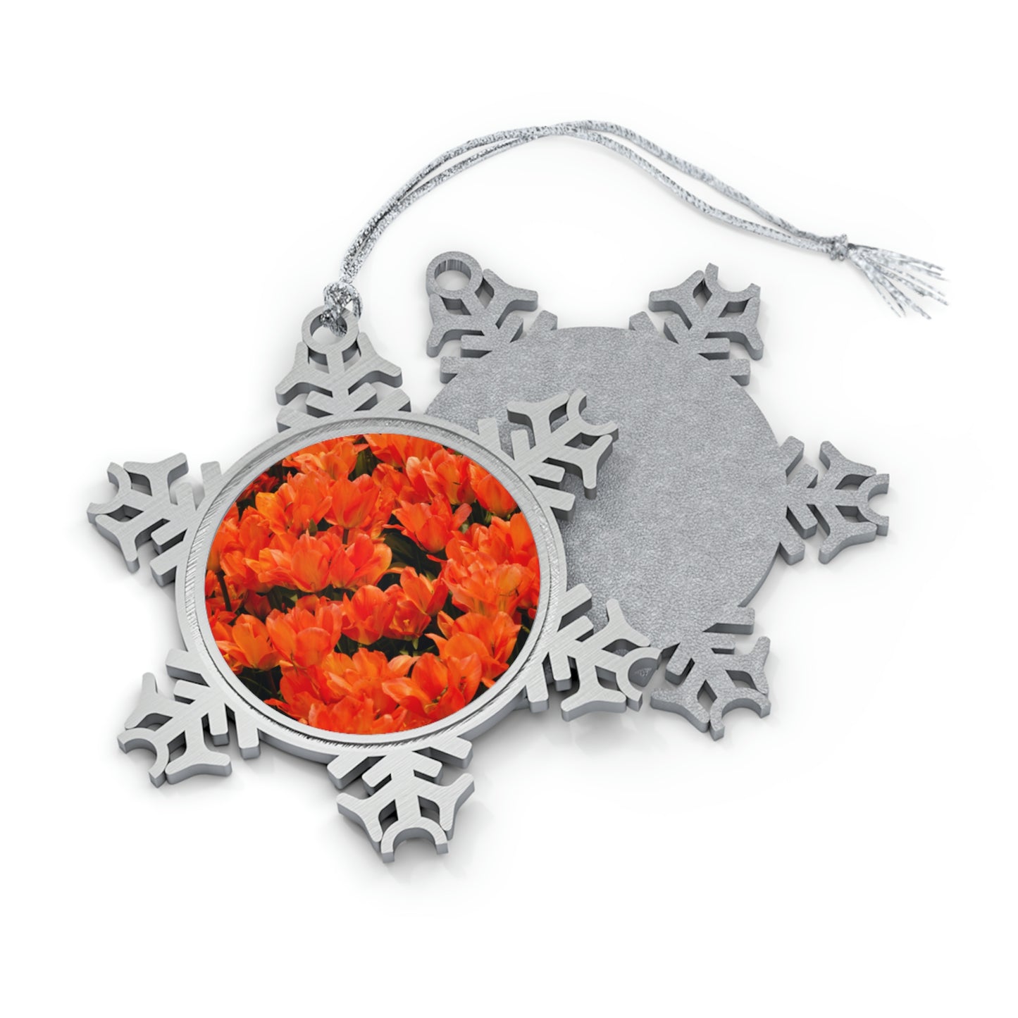 Flowers 03 Pewter Snowflake Ornament