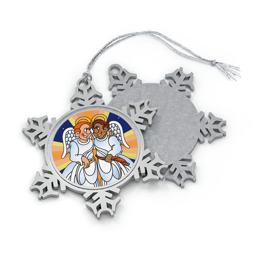 Hark and Harold Angel Sing Pewter Snowflake Ornament