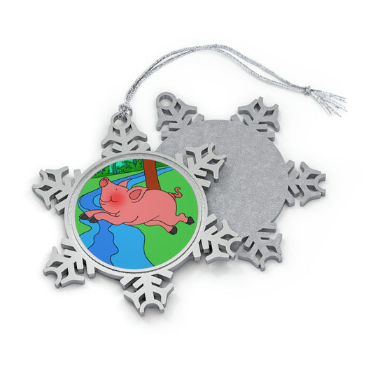 Anansi and the Market Pig! Pewter Snowflake Ornament