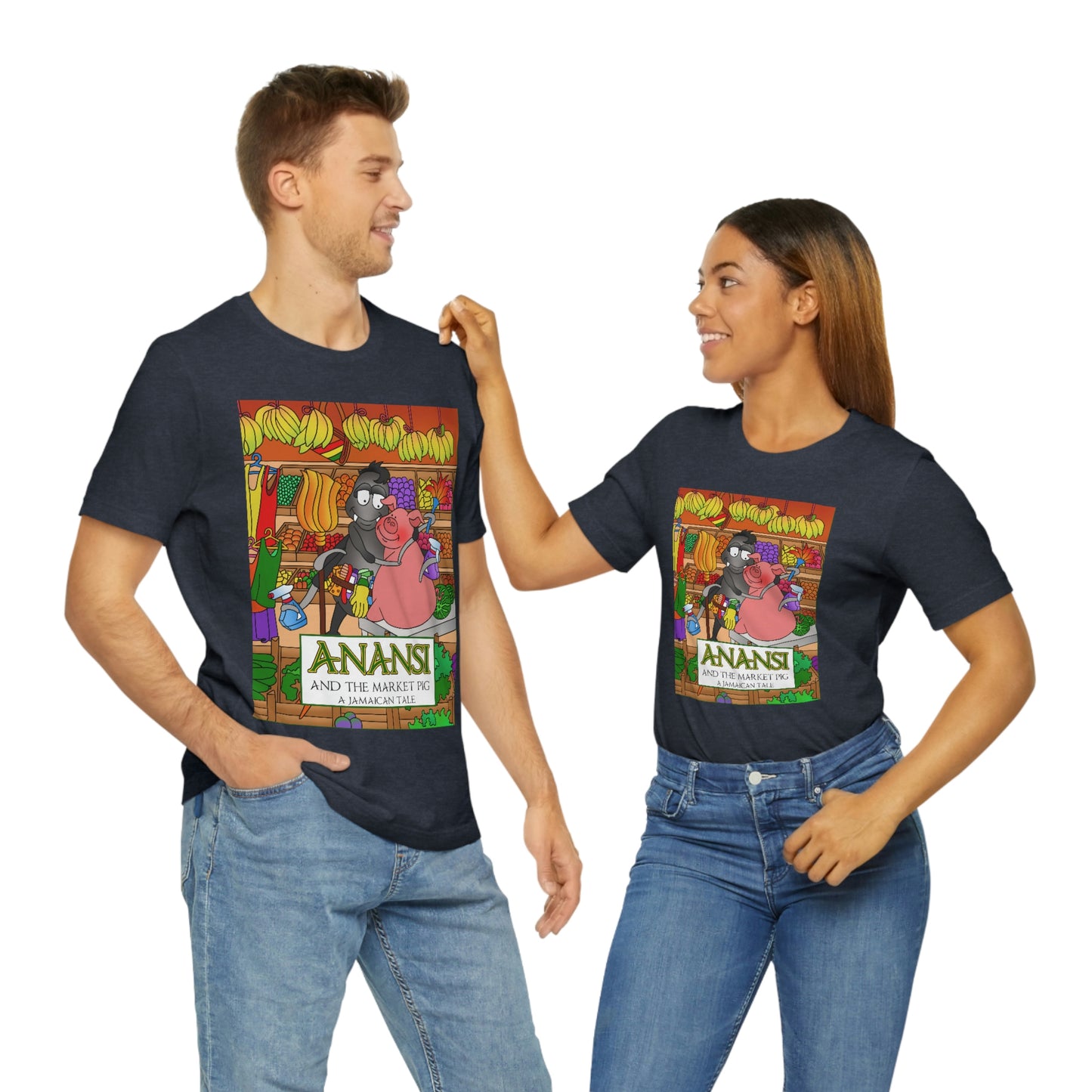 Anansi and the Market Pig Unisex Jersey Short Sleeve Tee