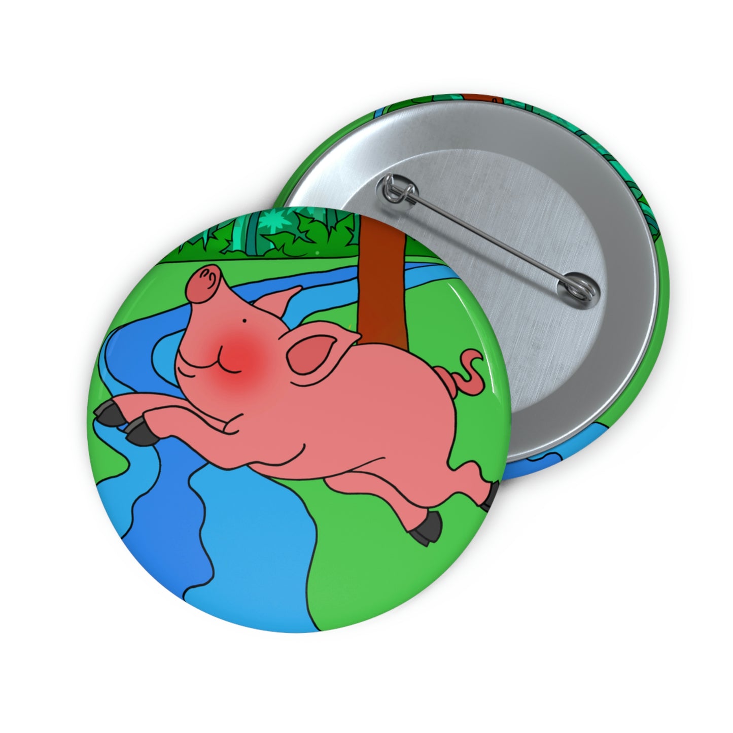 Anansi and the Market Pig! Custom Pin Buttons