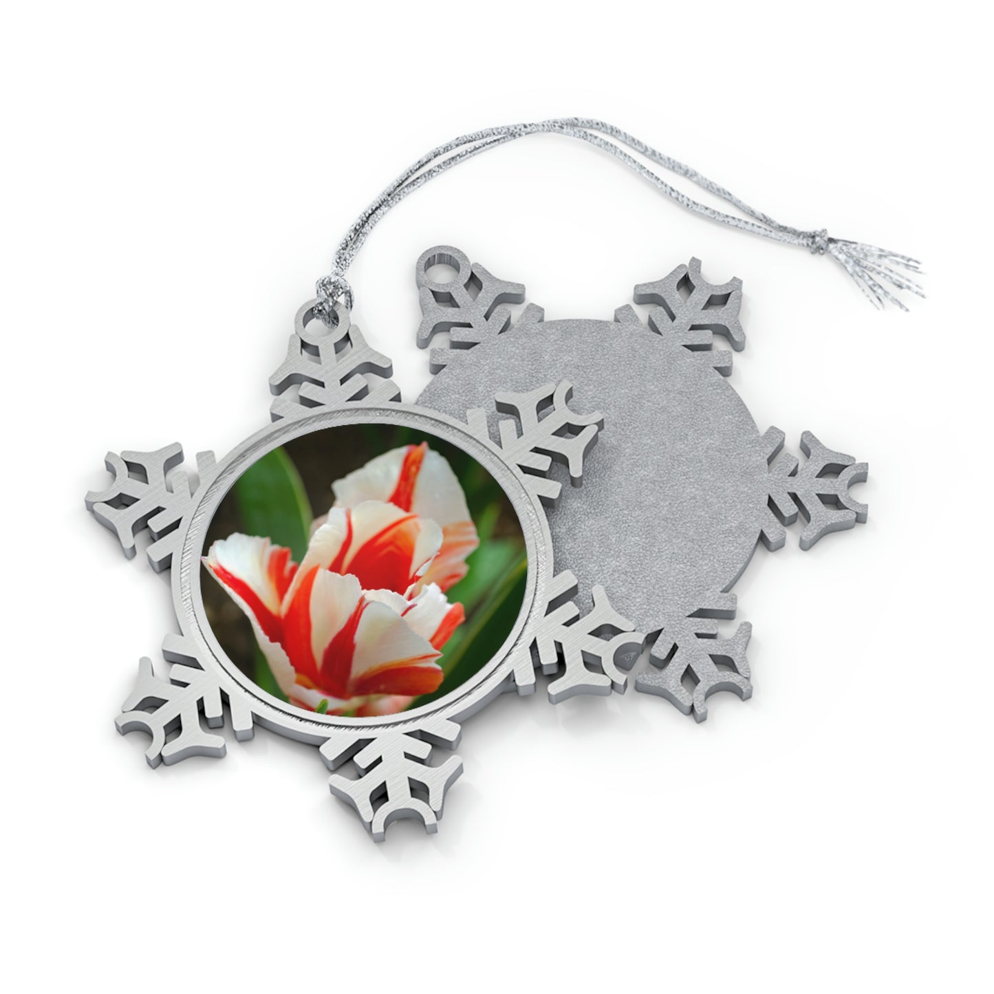 Flowers 06 Pewter Snowflake Ornament