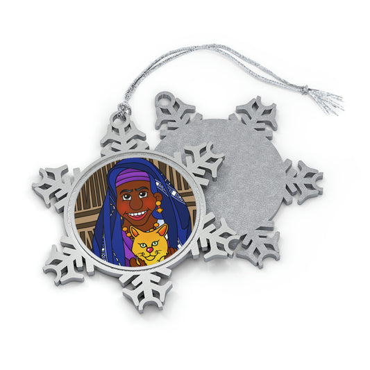 The Kitty Cat Cried Pewter Snowflake Ornament
