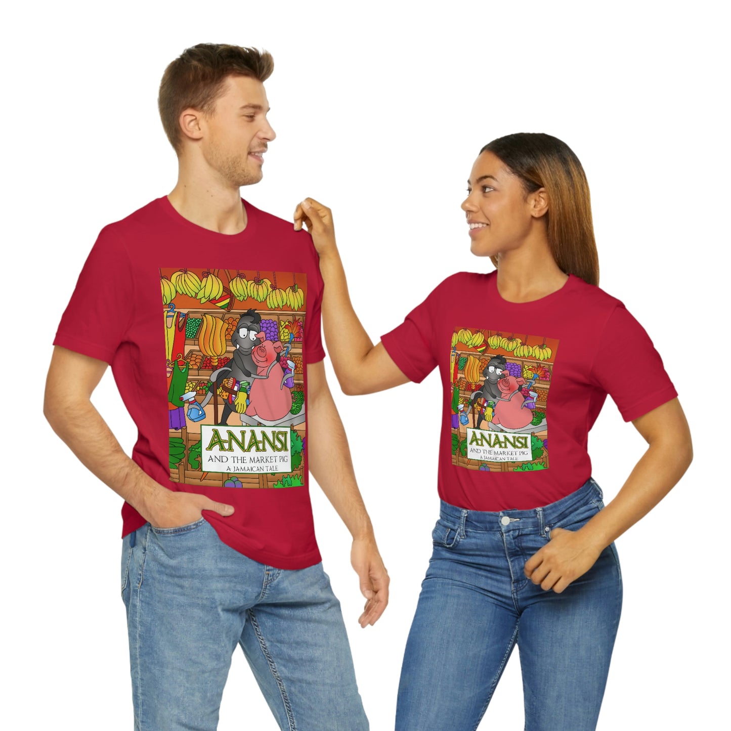 Anansi and the Market Pig Unisex Jersey Short Sleeve Tee