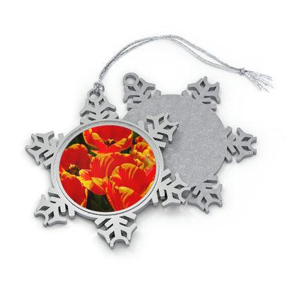 Flowers 19 Pewter Snowflake Ornament