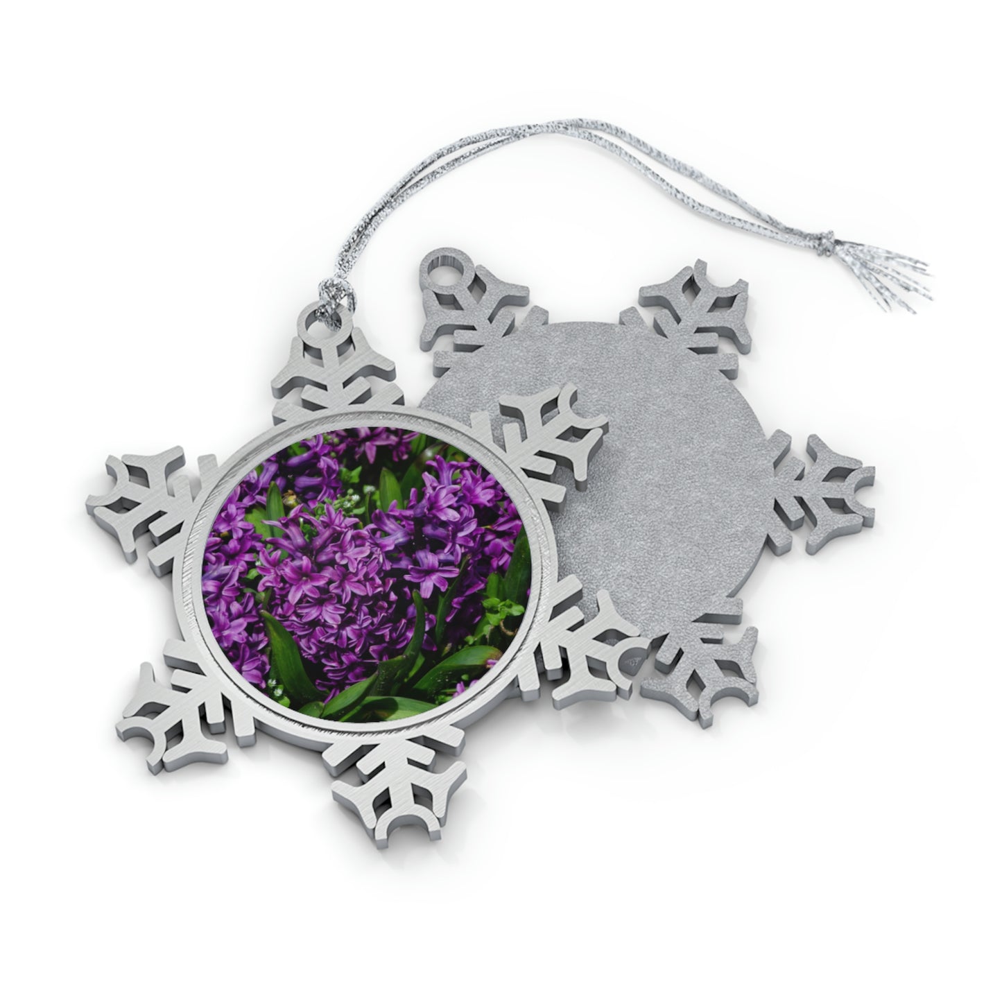 Flowers 21 Pewter Snowflake Ornament