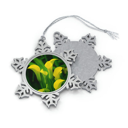 Flowers 33 Pewter Snowflake Ornament