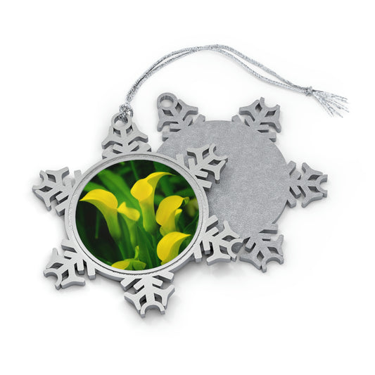 Flowers 33 Pewter Snowflake Ornament