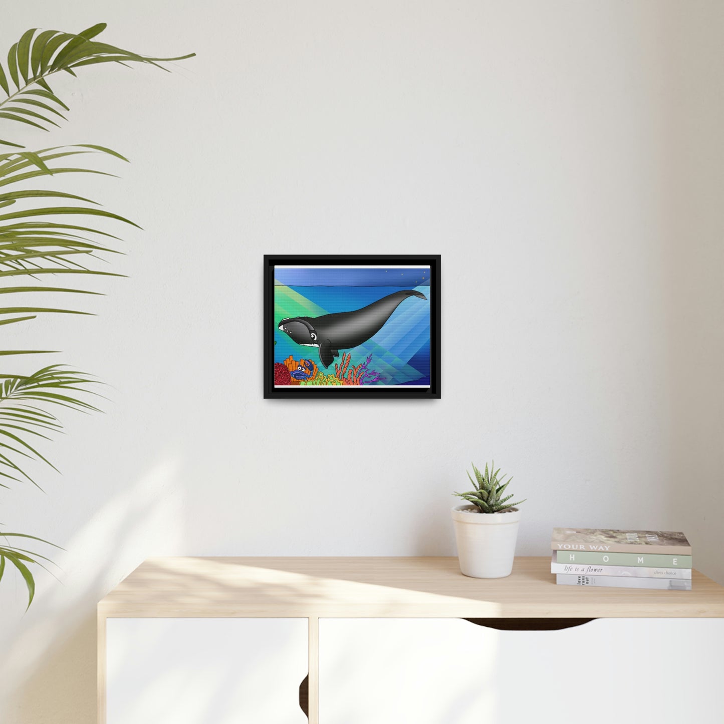 Gray Whale Matte Canvas, Black Frame
