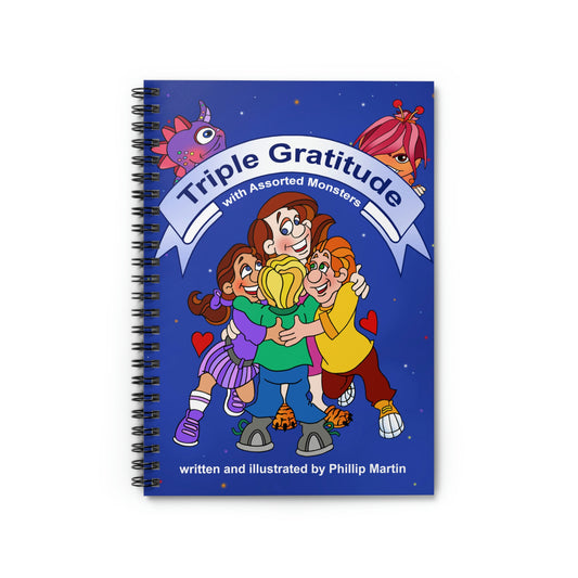 Triple Gratitude with Assorted Monsters Spiral Notebook - Ruled Line