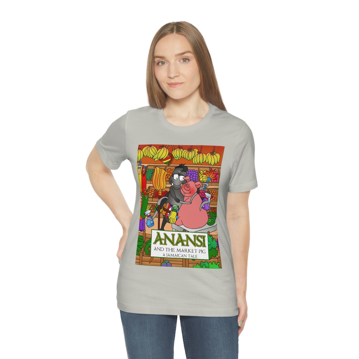 Anansi and the Market Pig Unisex Jersey Short Sleeve Tee