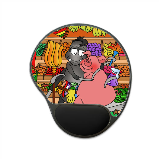 Anansi and the Market Pig Mouse Pad With Wrist Rest