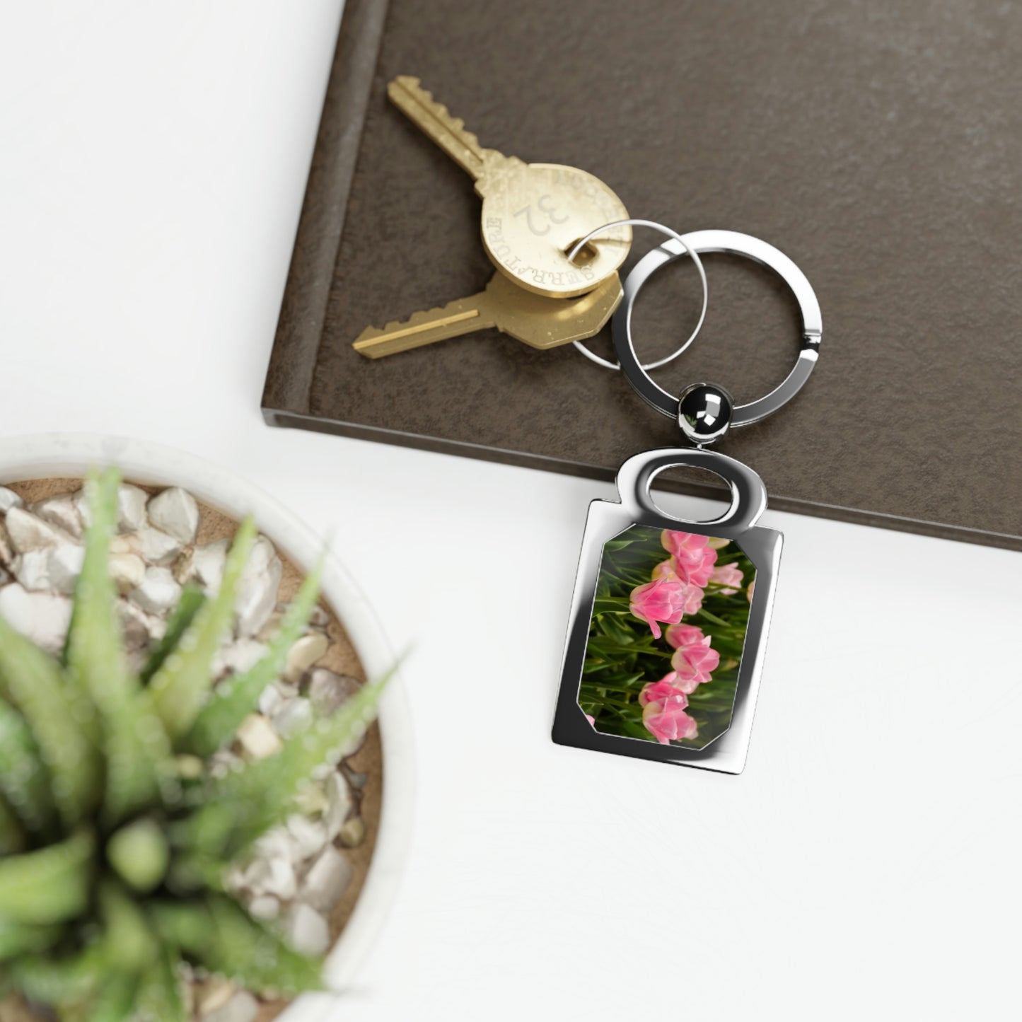 Flowers 17 Rectangle Photo Keyring