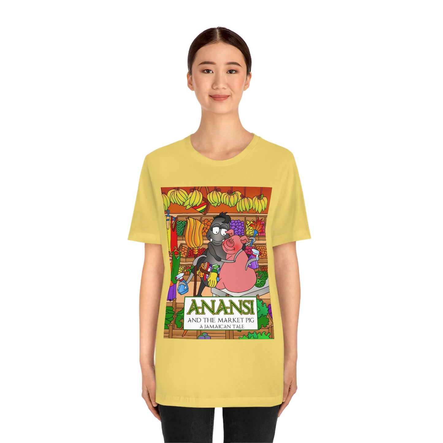 Anansi and the Market Pig Unisex Jersey Short Sleeve Tee