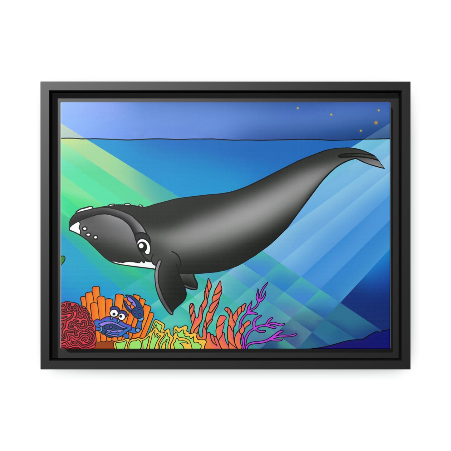 Gray Whale Matte Canvas, Black Frame