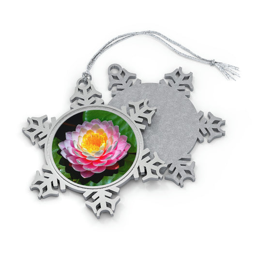 Flowers 25 Pewter Snowflake Ornament