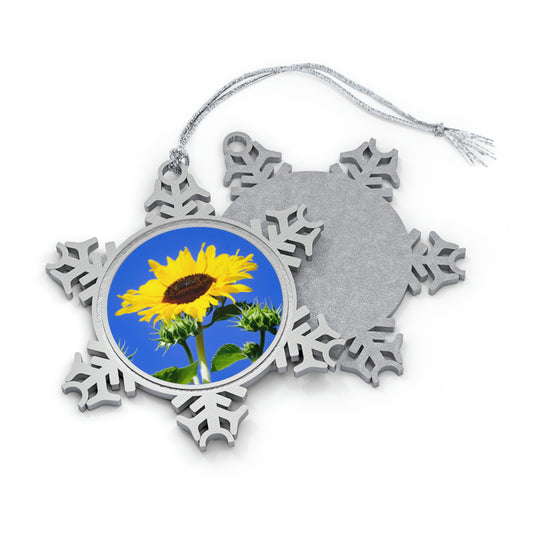 Flowers 02 Pewter Snowflake Ornament