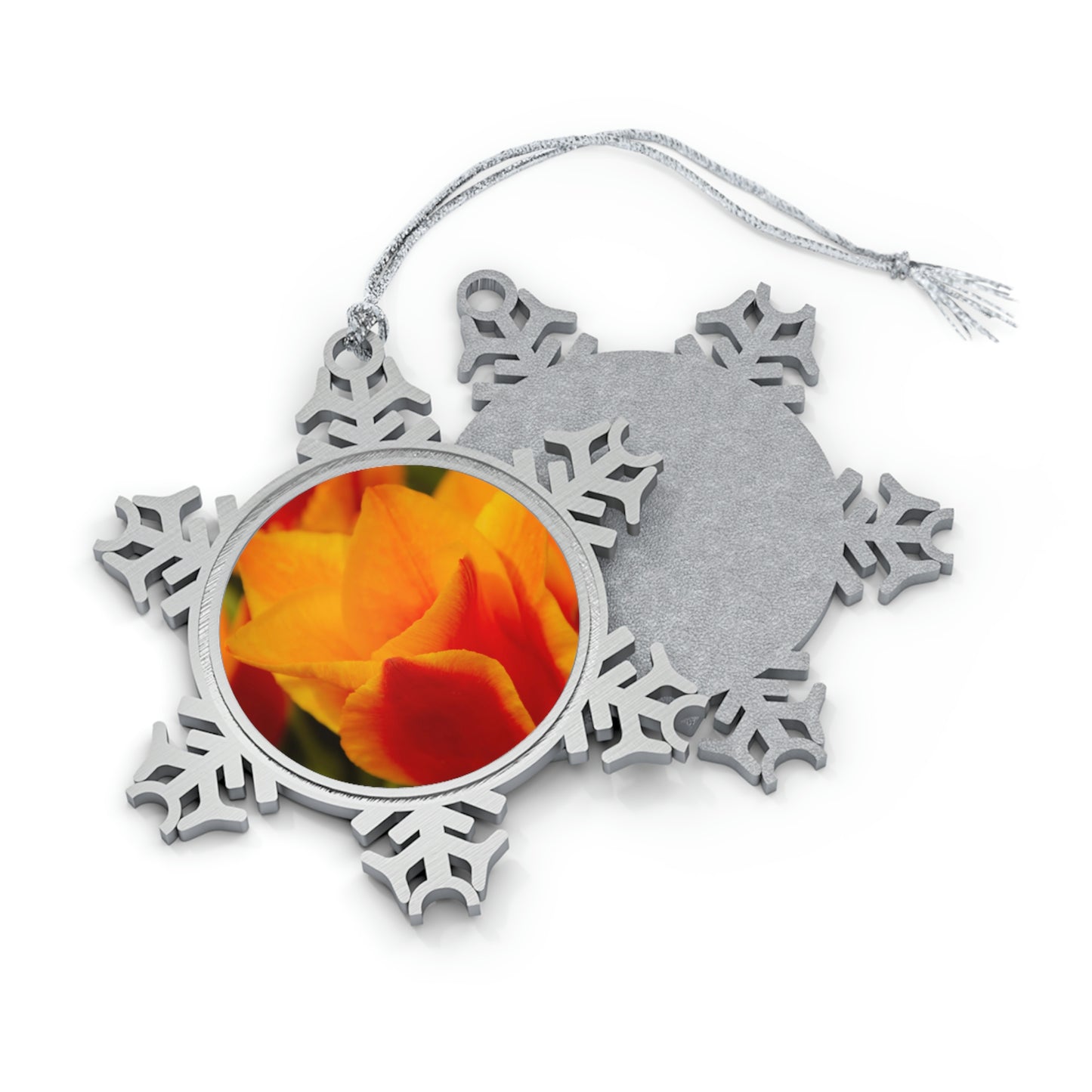 Flowers 13 Pewter Snowflake Ornament