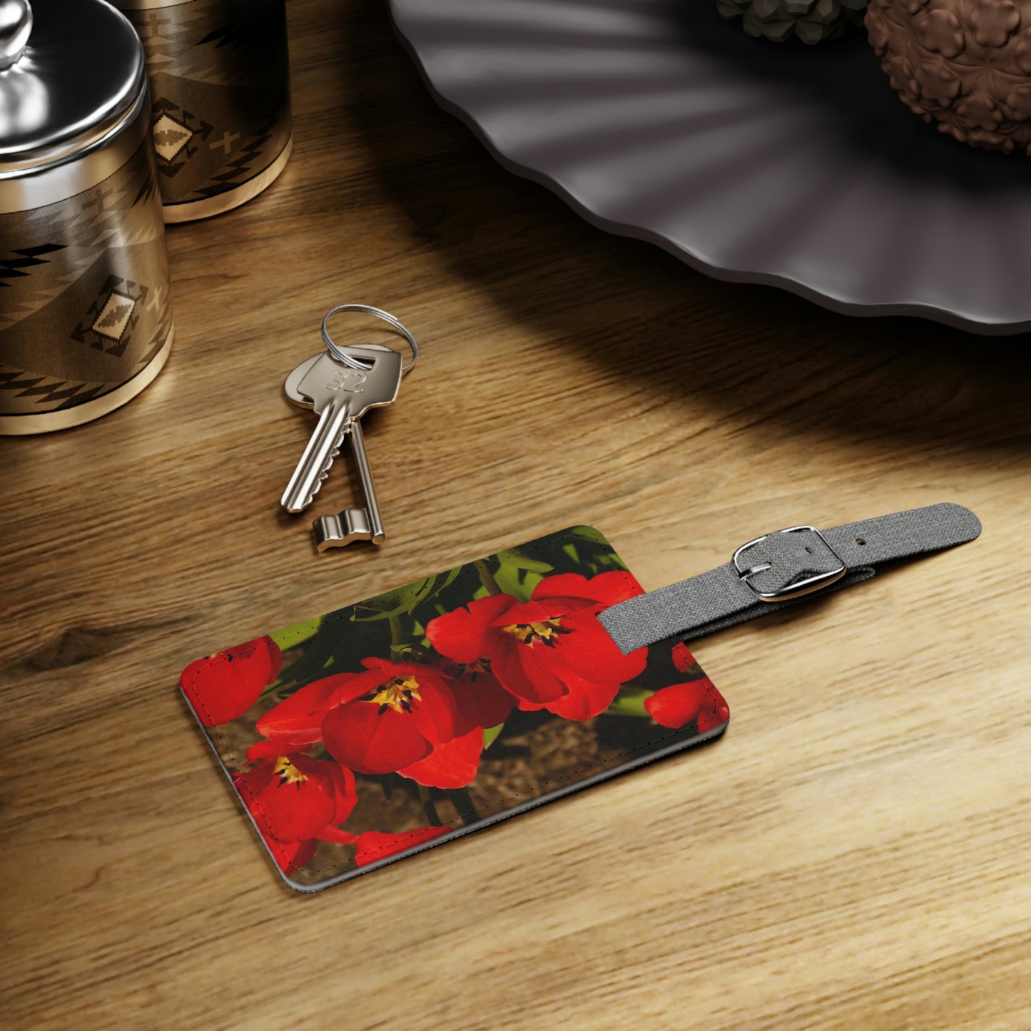 Flowers 05 Saffiano Polyester Luggage Tag, Rectangle