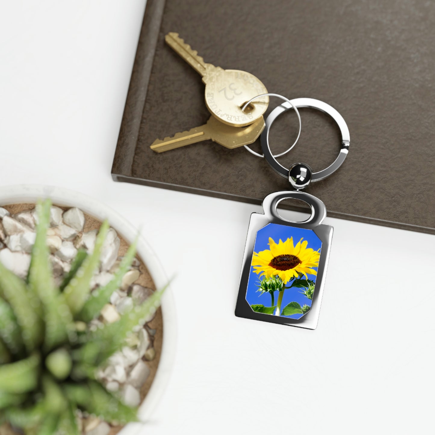 Flowers 02 Rectangle Photo Keyring