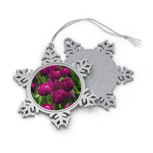 Flowers 20 Pewter Snowflake Ornament