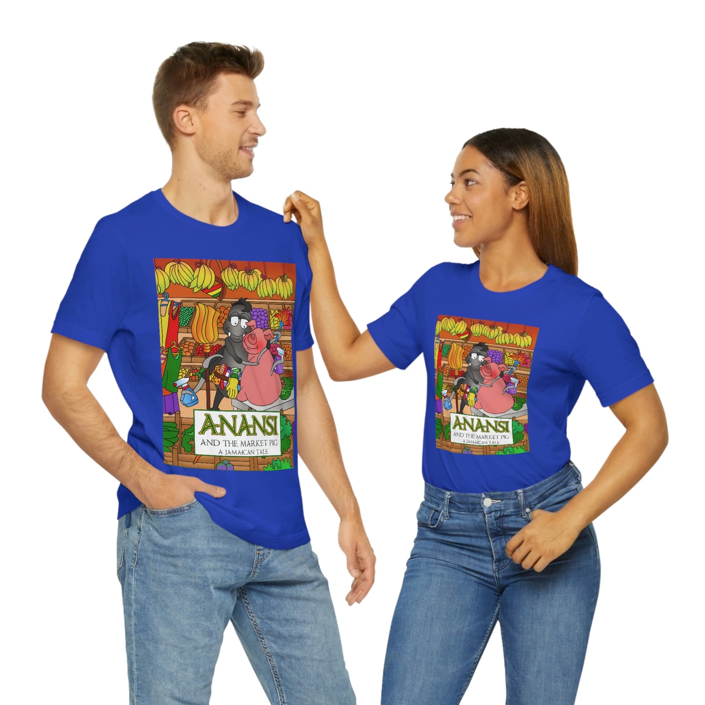 Anansi and the Market Pig Unisex Jersey Short Sleeve Tee