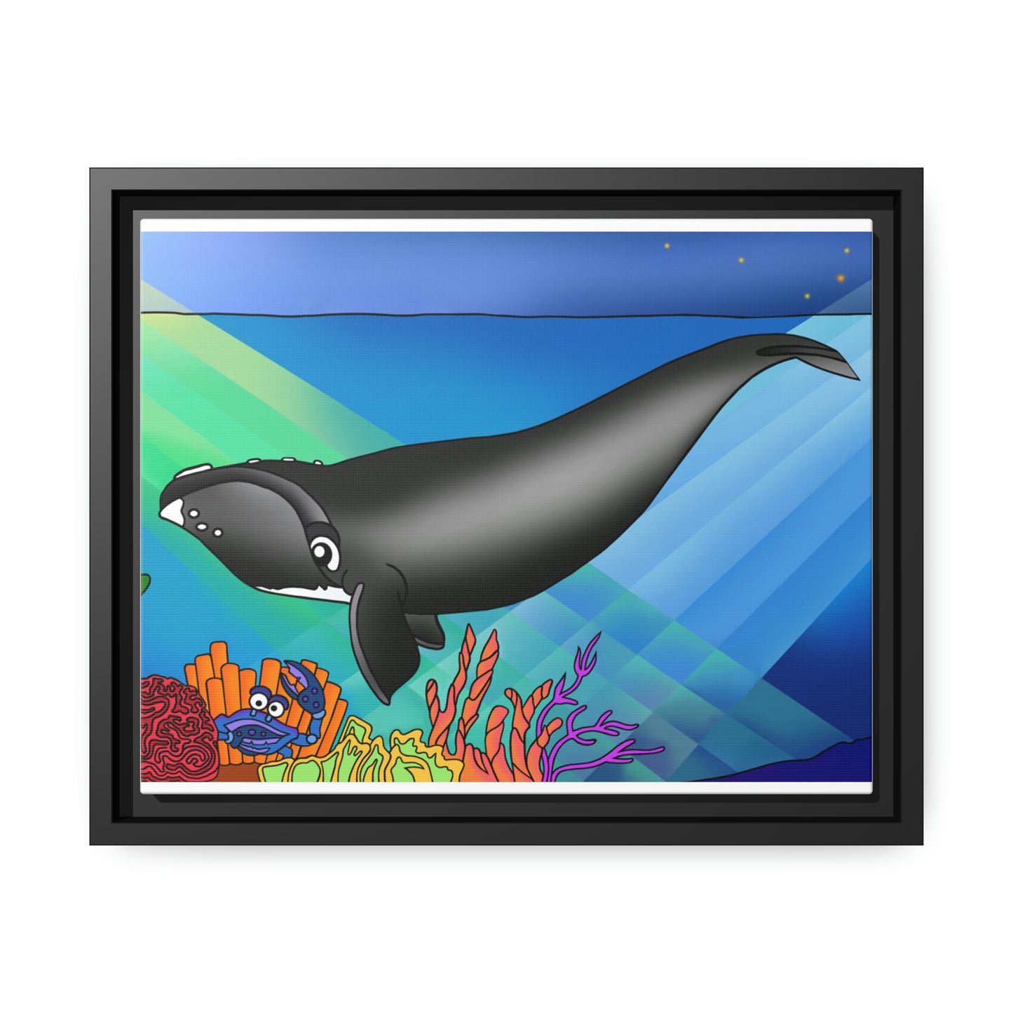 Gray Whale Matte Canvas, Black Frame