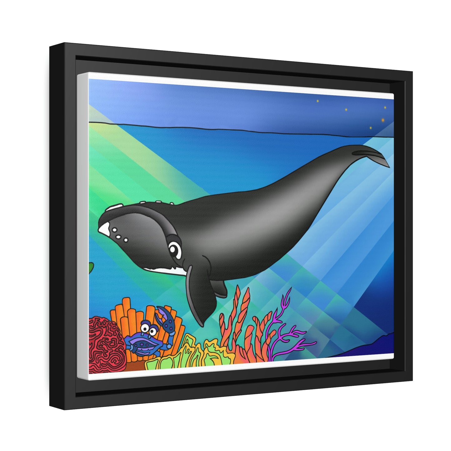 Gray Whale Matte Canvas, Black Frame