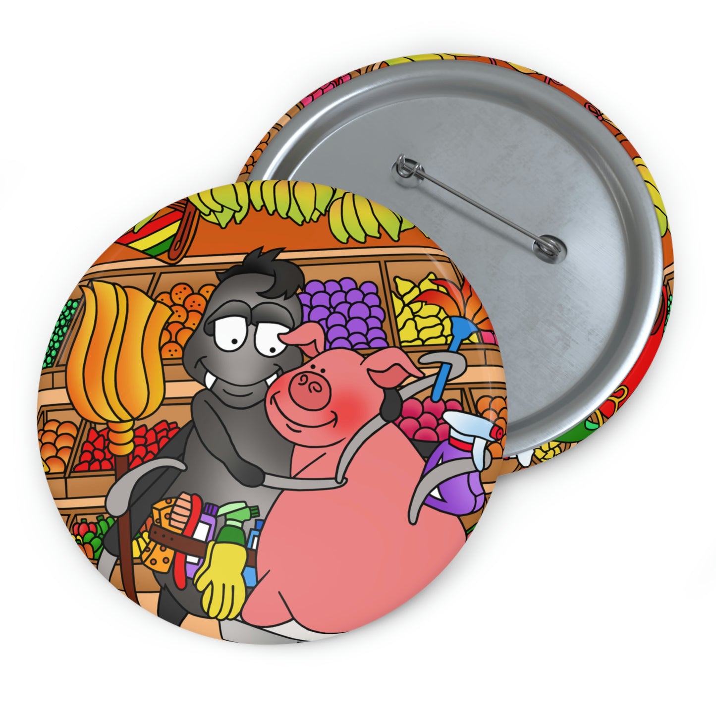 Anansi and the Market Pig Custom Pin Buttons