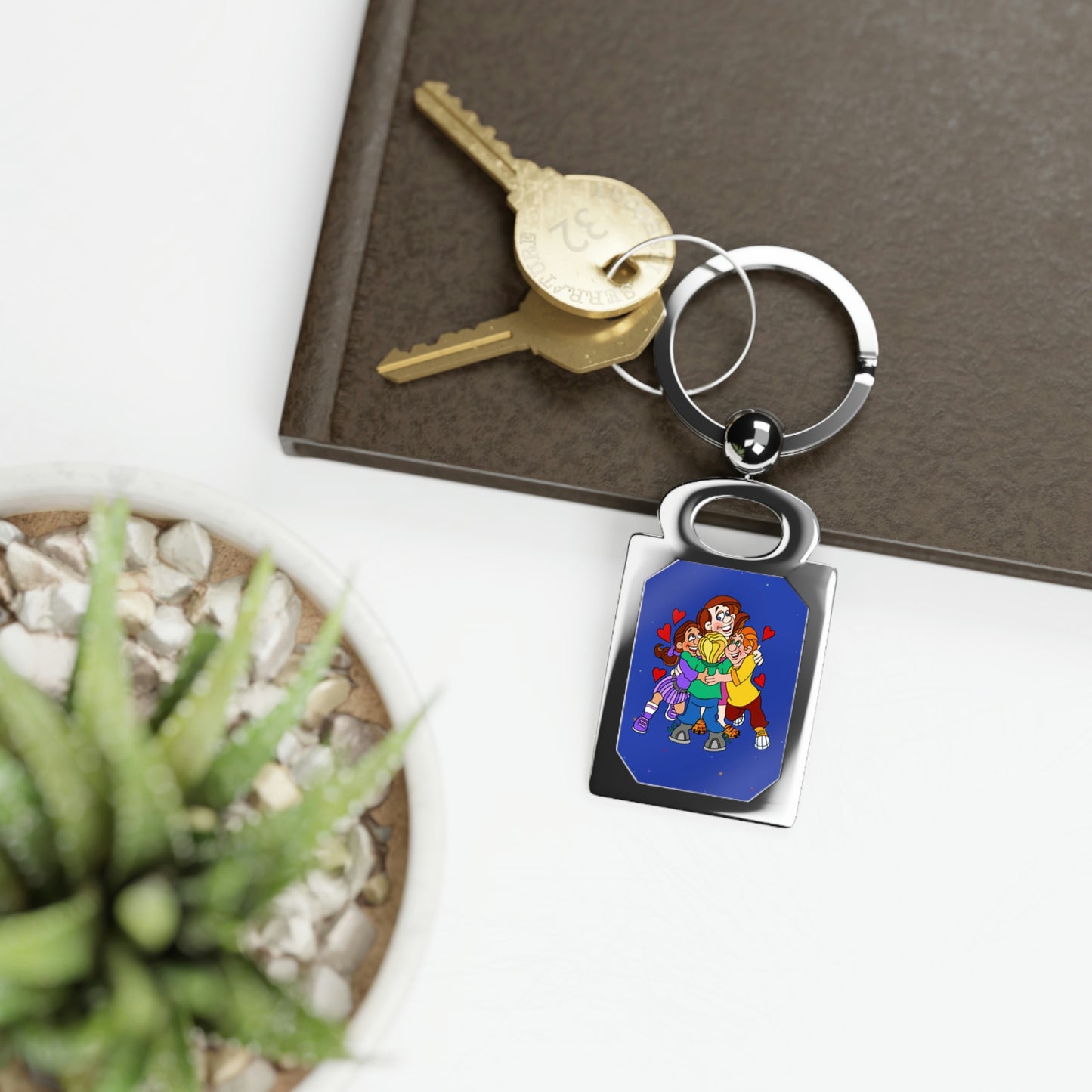 Triple Gratitude with Assorted Monsters Rectangle Photo Keyring