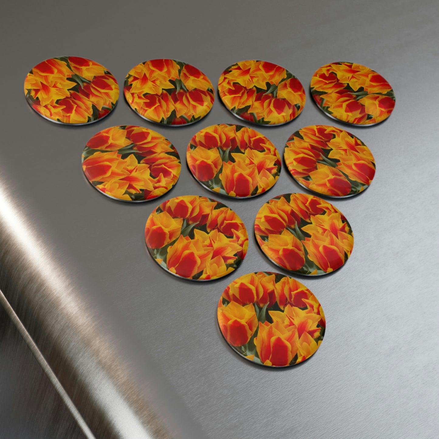 Flowers 18 Button Magnet, Round (1 & 10 pcs)