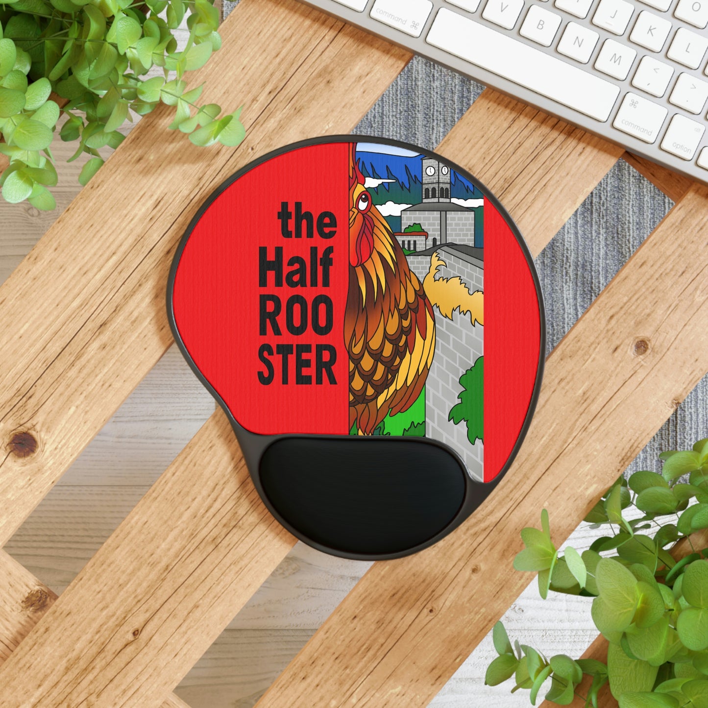 The Half Rooster Mouse Pad With Wrist Rest