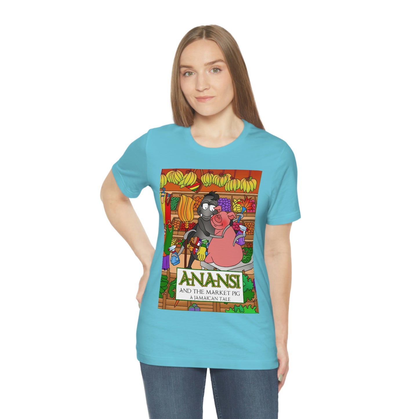 Anansi and the Market Pig Unisex Jersey Short Sleeve Tee