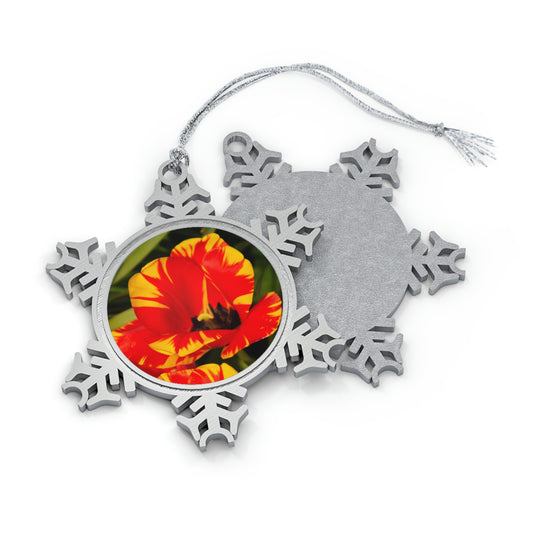 Flowers 12 Pewter Snowflake Ornament