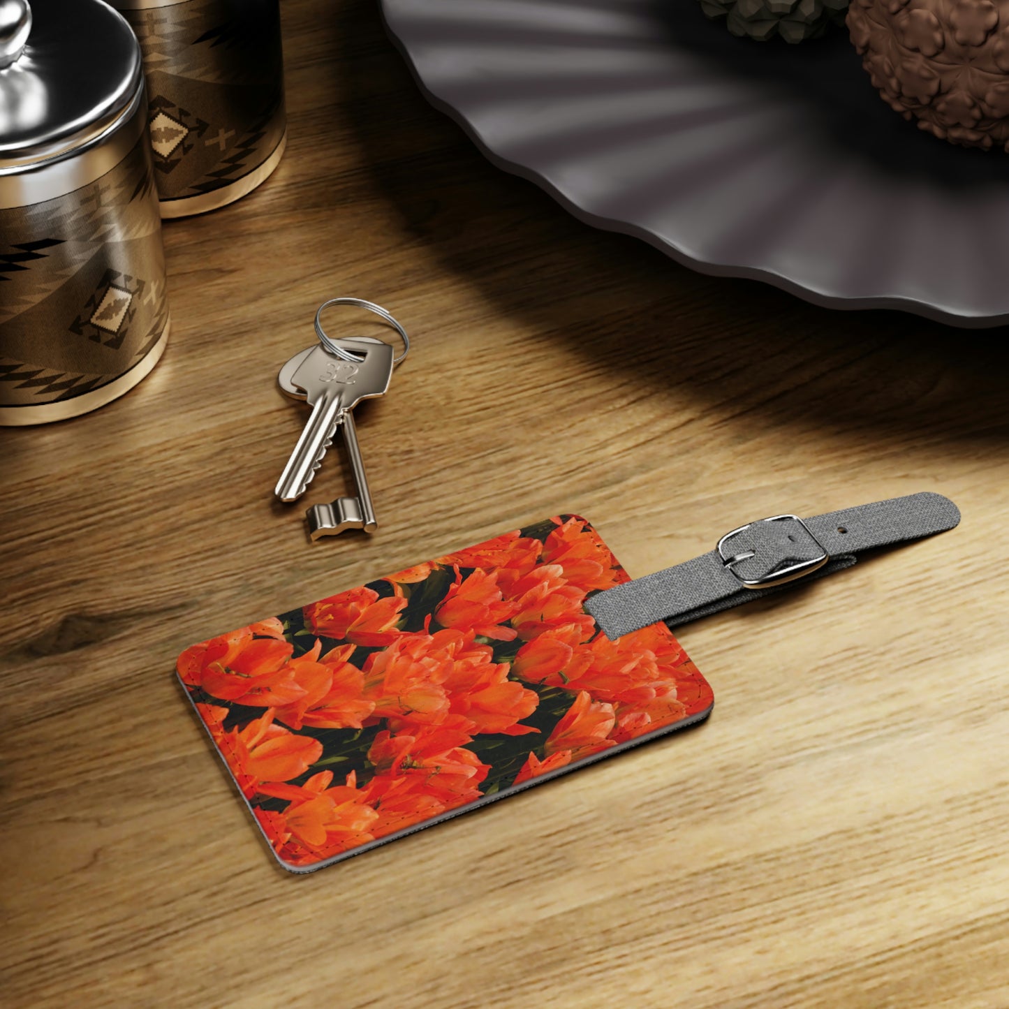 Flowers 03 Saffiano Polyester Luggage Tag, Rectangle