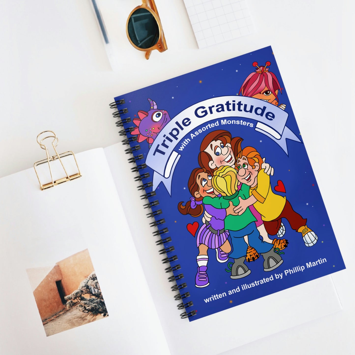 Triple Gratitude with Assorted Monsters Spiral Notebook - Ruled Line