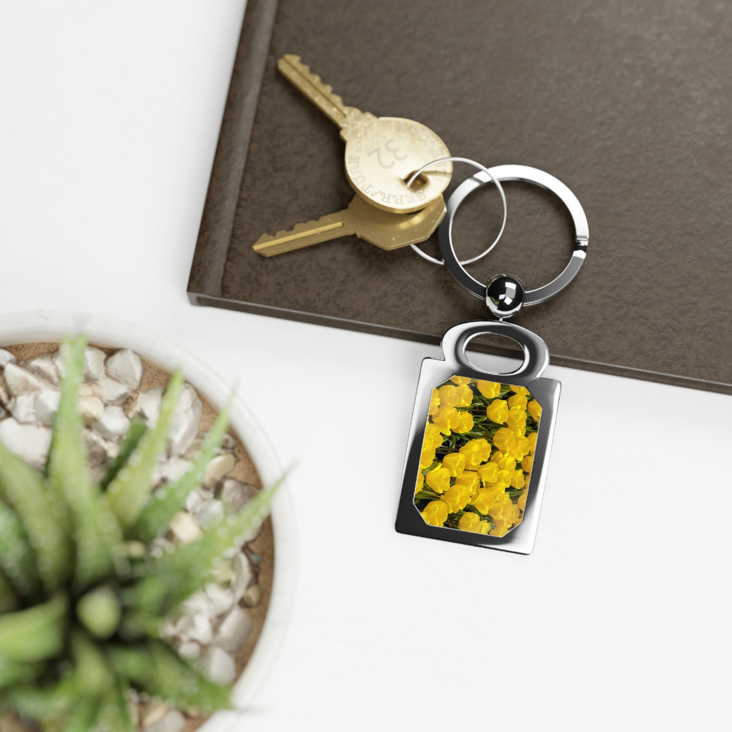 Flowers 23 Rectangle Photo Keyring