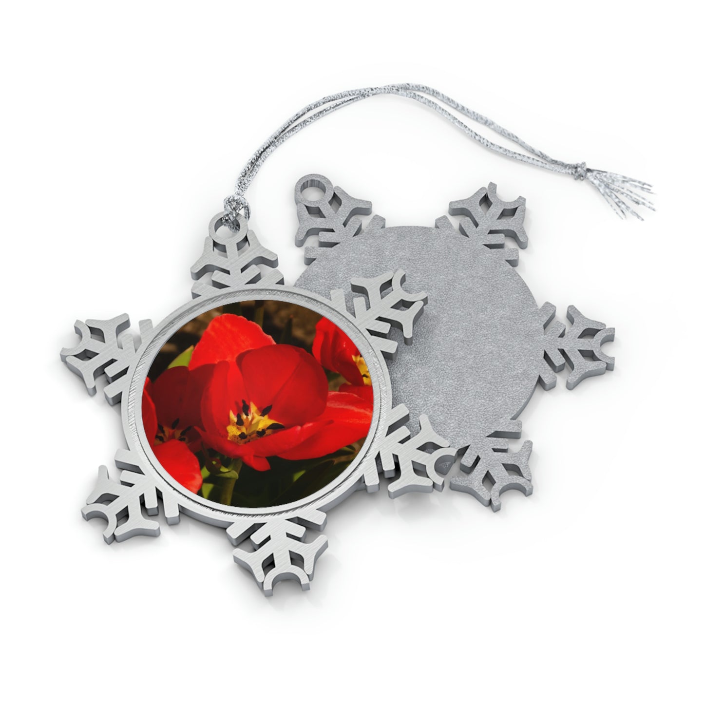 Flowers 05 Pewter Snowflake Ornament