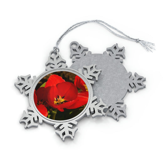 Flowers 05 Pewter Snowflake Ornament