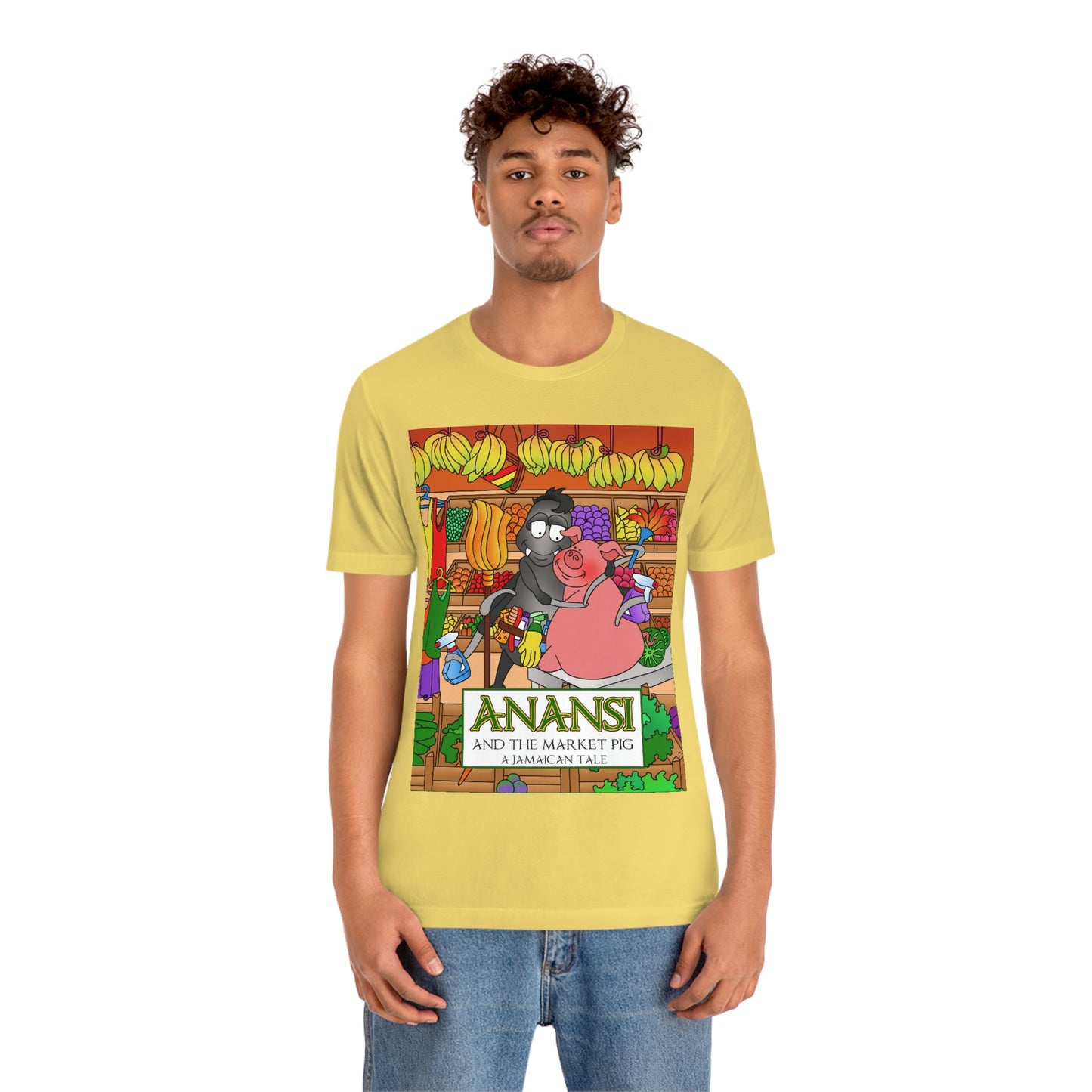 Anansi and the Market Pig Unisex Jersey Short Sleeve Tee