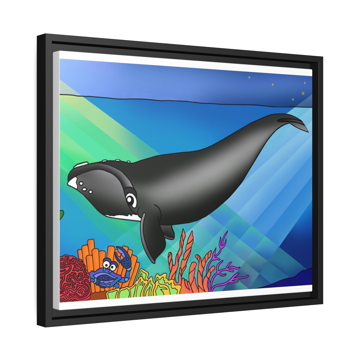 Gray Whale Matte Canvas, Black Frame