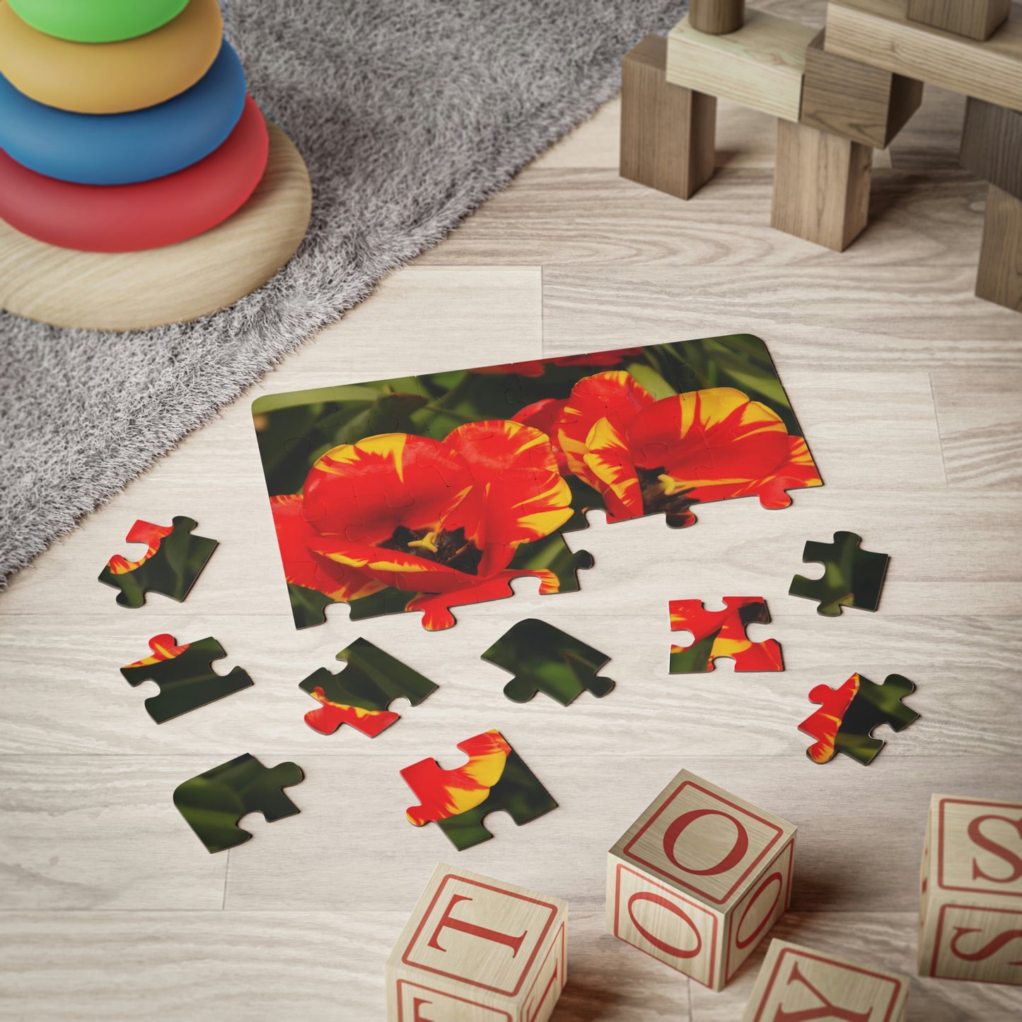 Flowers 12 Kids' Puzzle, 30-Piece