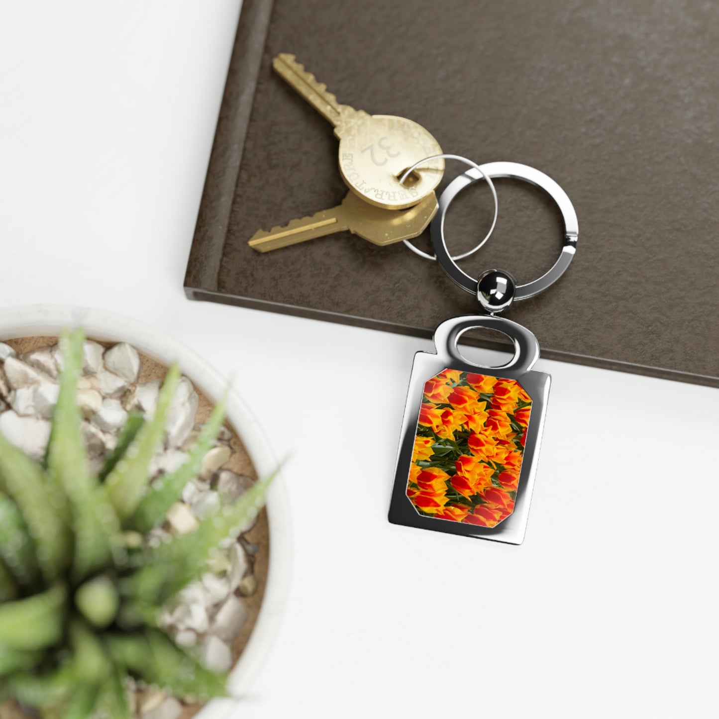 Flowers 18 Rectangle Photo Keyring