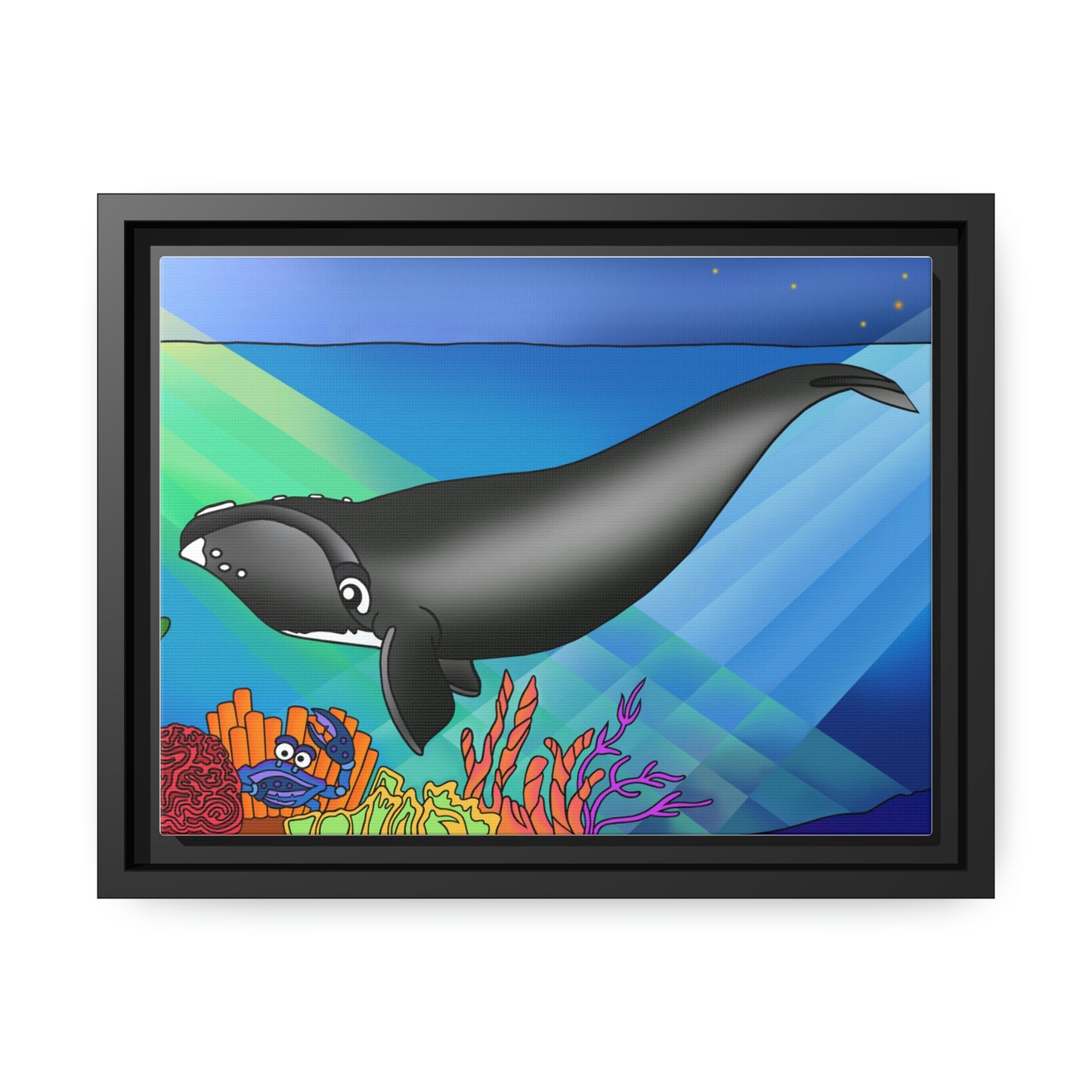 Gray Whale Matte Canvas, Black Frame