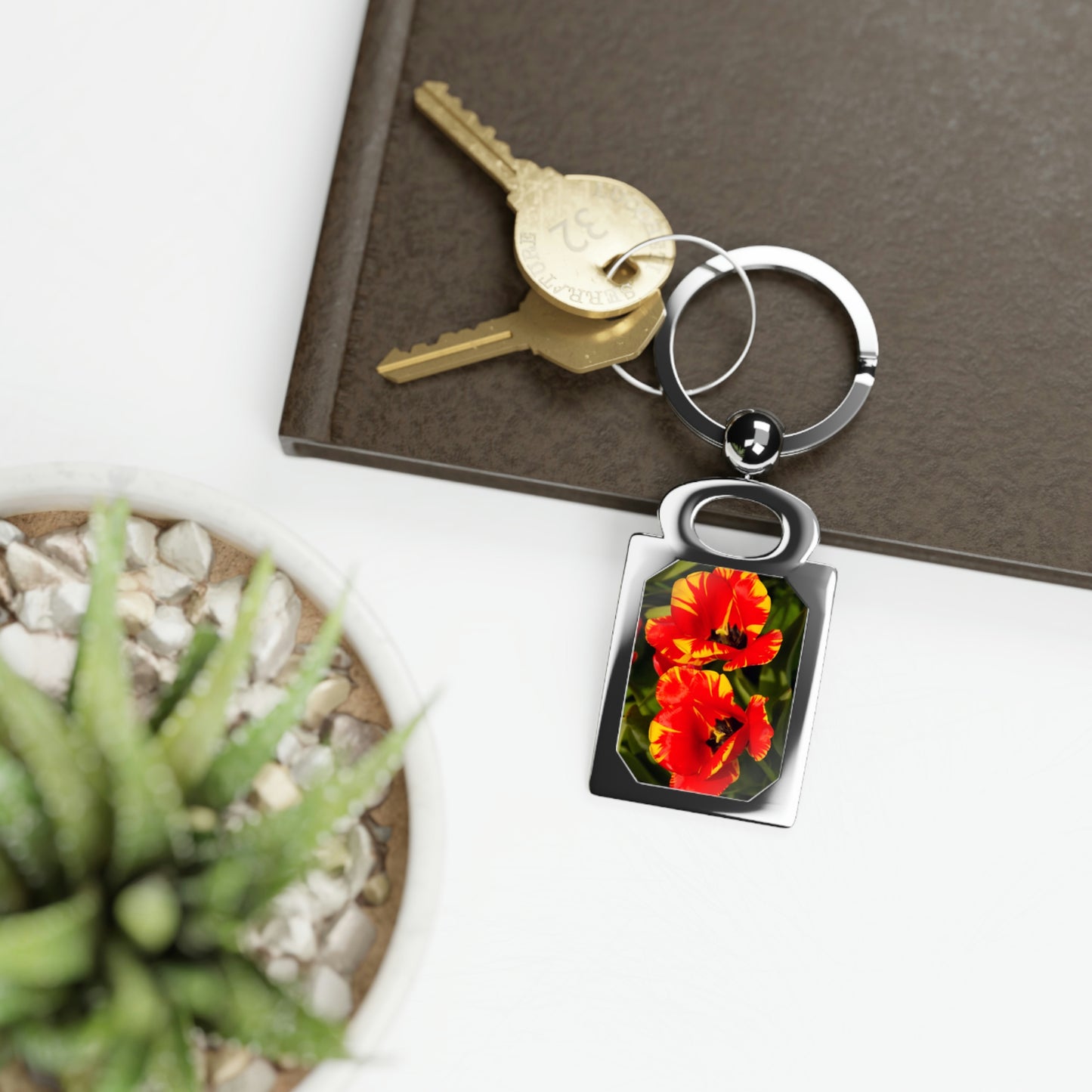 Flowers 12 Rectangle Photo Keyring