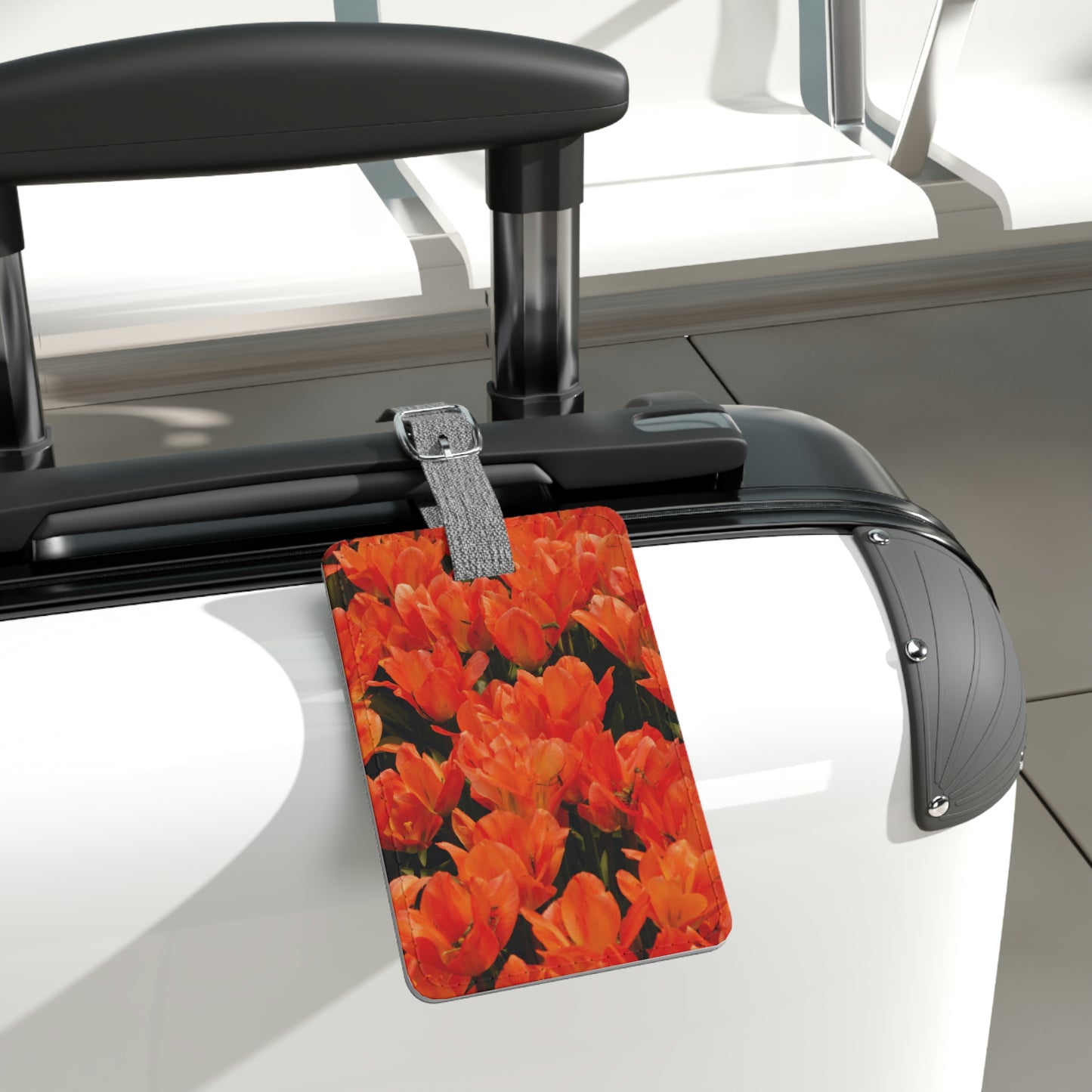 Flowers 03 Saffiano Polyester Luggage Tag, Rectangle