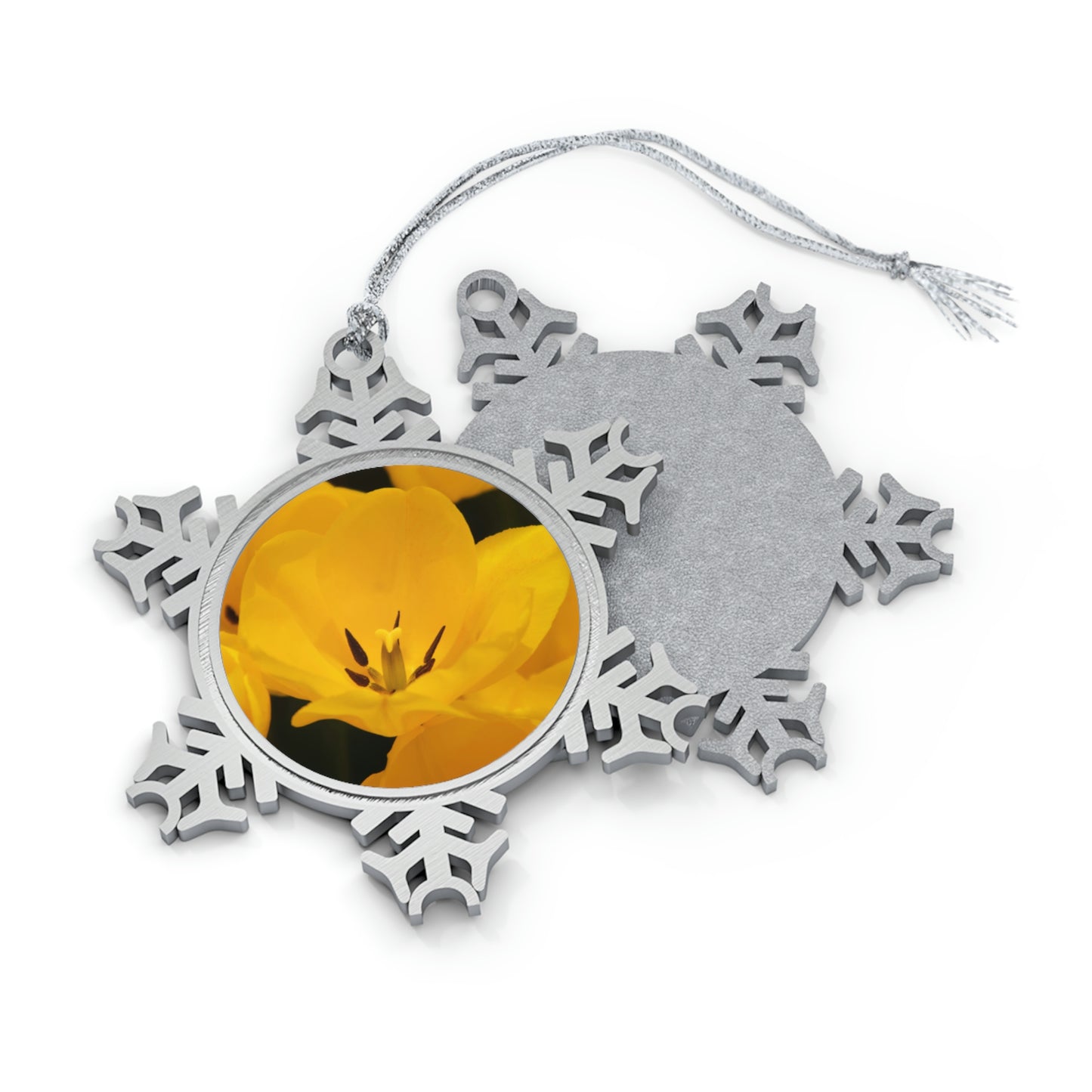 Flowers 16 Pewter Snowflake Ornament