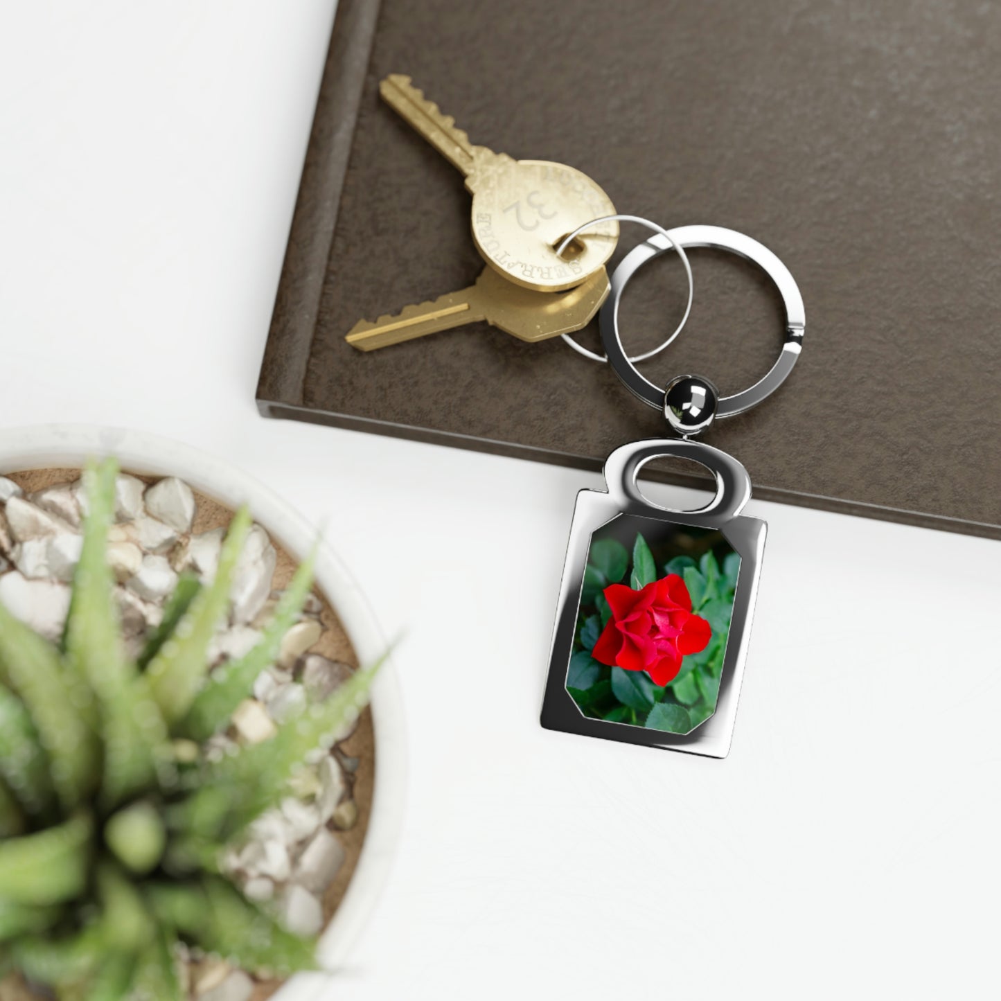 Flowers 07 Rectangle Photo Keyring